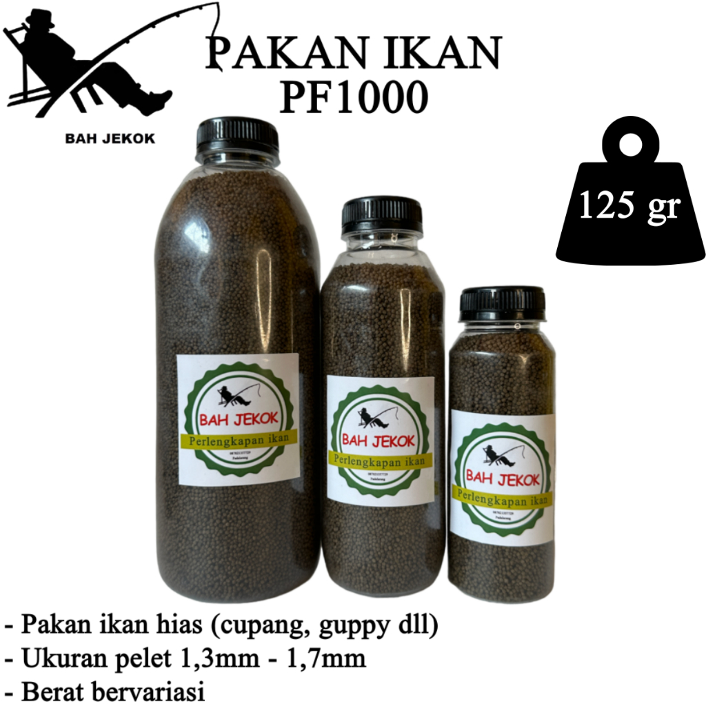 Pelet PF1000 Pakan Ikan Hias Kecil Bibit Cupang Koi Guppy Tertra Kura Kura Kolam & Akuarium (125gr).