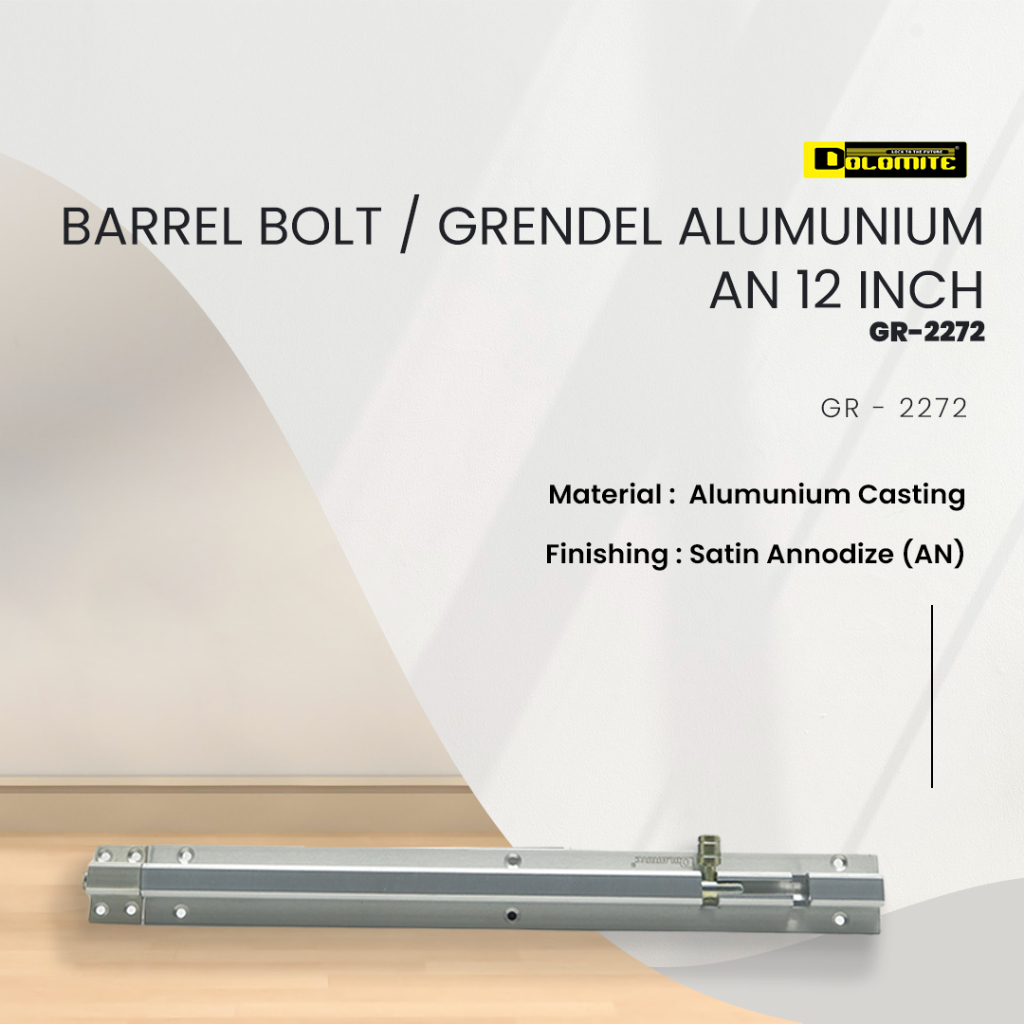 GRENDEL SLOT KUNCI PINTU JENDELA RUMAH TEMPEL DOLOMITE 12IN SILVER SOLID MURAH 2272
