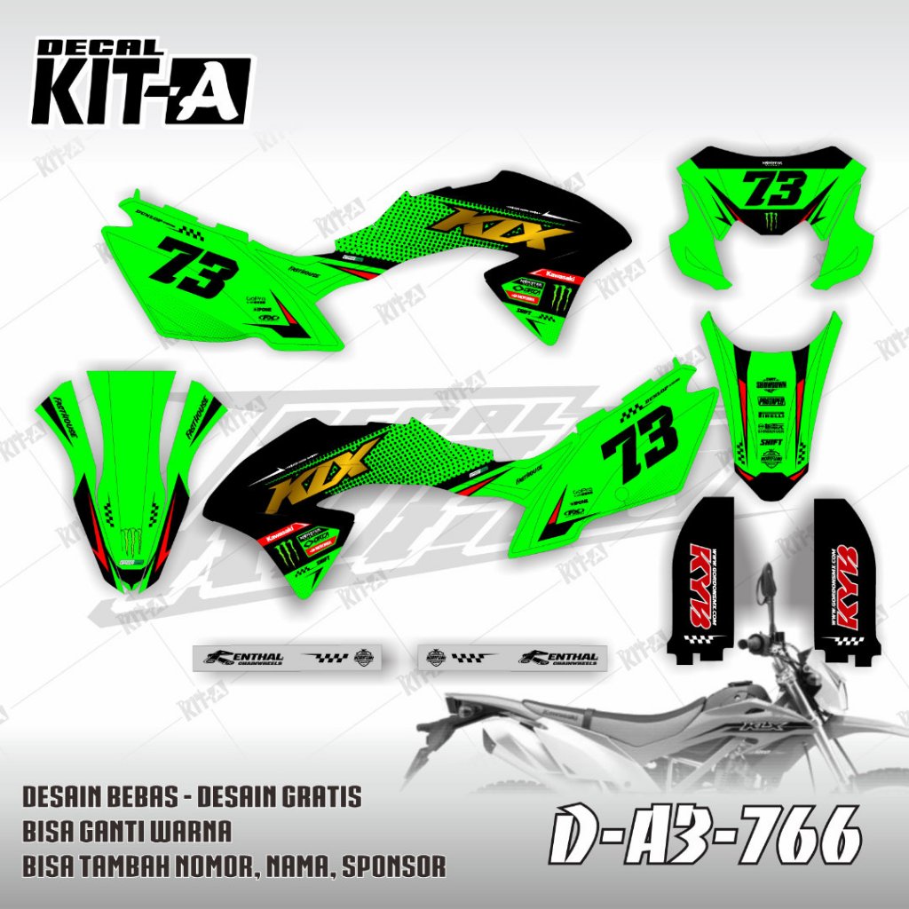 Stiker KLX 150 BF decal setiker KLX 150 BF WARNA HIJAU HITAM D-A3-564 A3-766