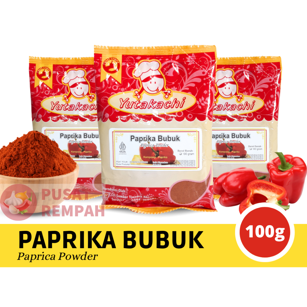 

Paprika Bubuk 100 gr Yutakachi / Paprika Merah Bubuk / Bumbu Dapur / Pusat Rempah