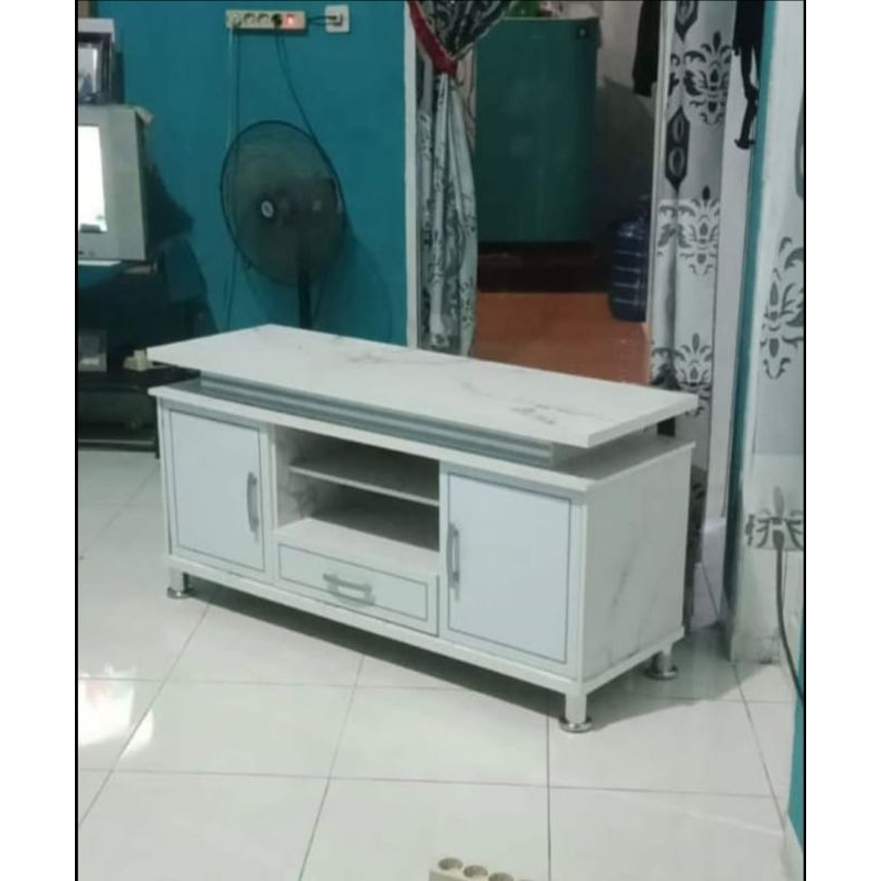 Bufet tv minimalis putih marmer