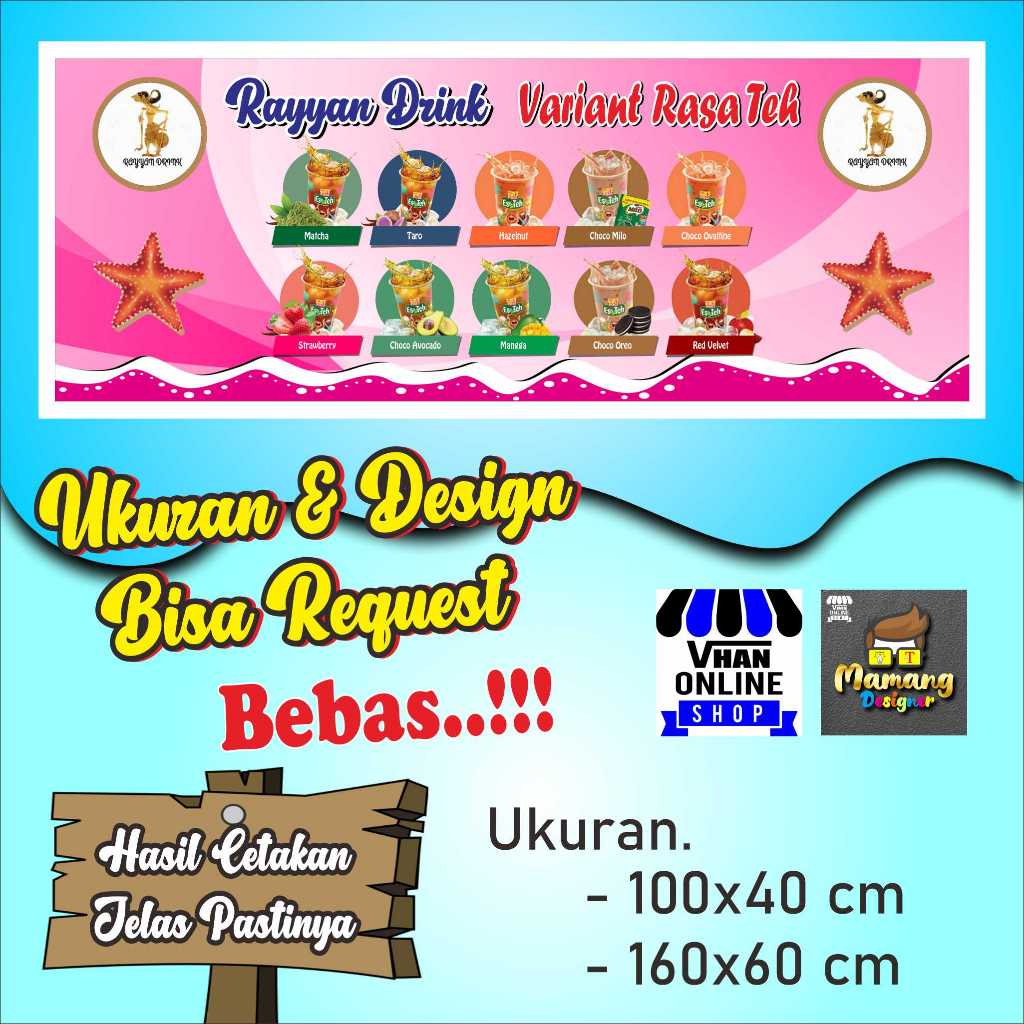 Spanduk, Banner, Mmt Es Teh Poci Model Warna Pink, Keren Bagus