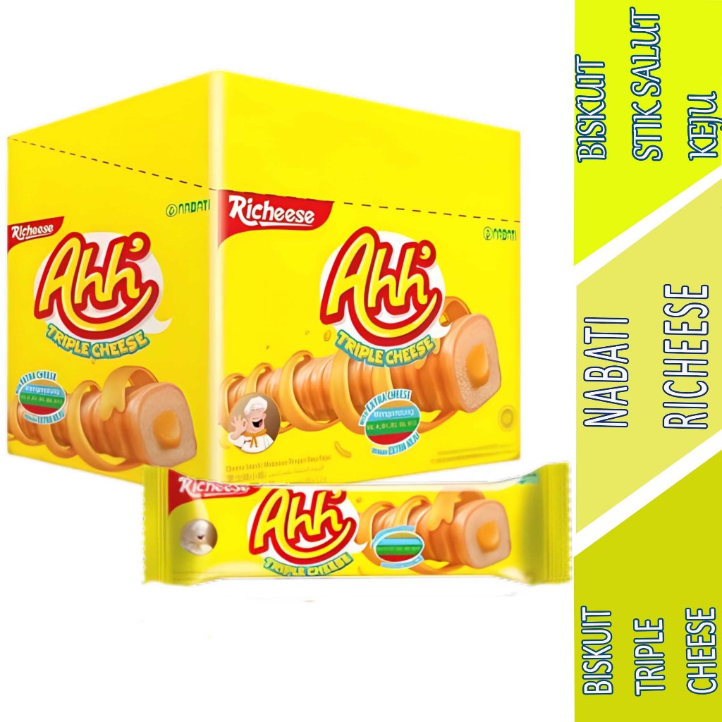 

Biskuit Stik Salut Keju - Nabati Richeese Ahh - Biskuit Triple Cheese