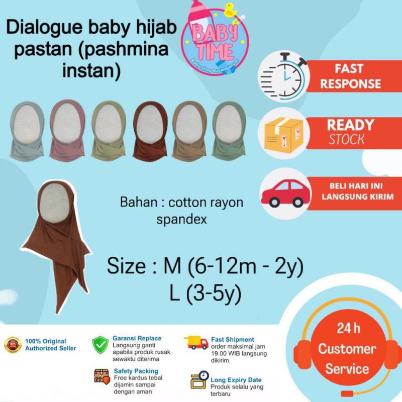 Dialogue Hijab Pashmina Instan Alisha Anak bahan Cotton Rayon Spandex