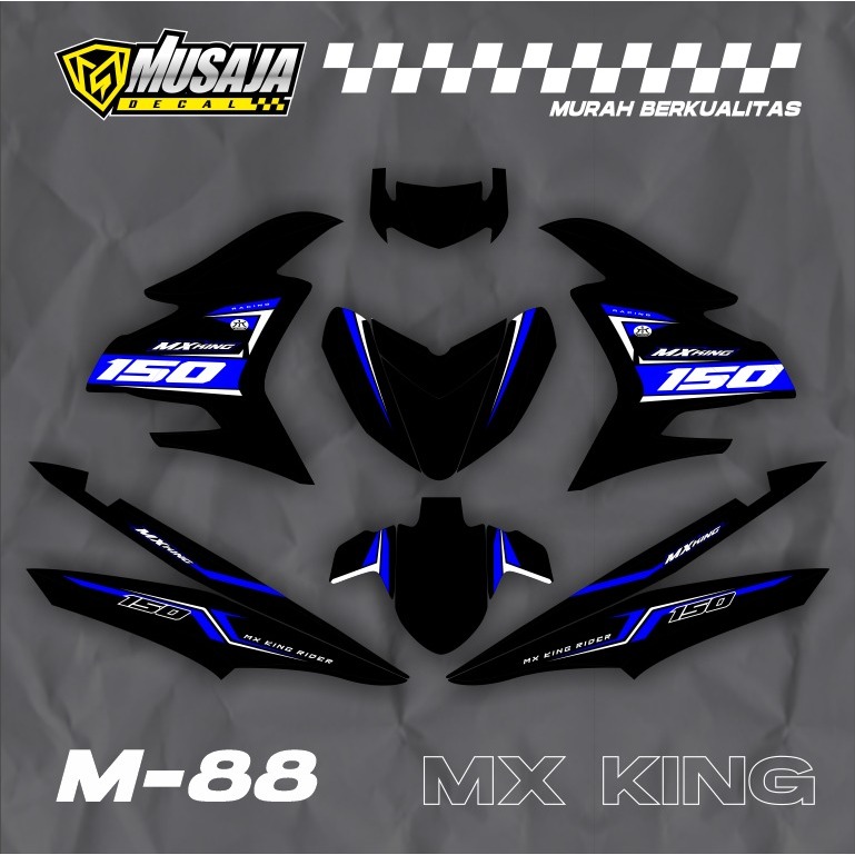 Decal Mx king Hitam hitam Fullbody - dekal striping mx king full body