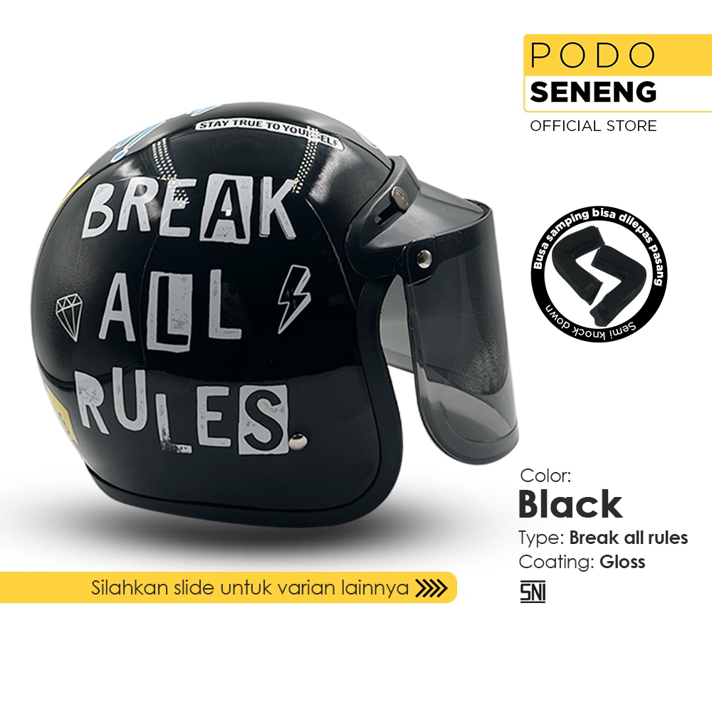 Podo Seneng - Helm Bogo Break All Rules / Helm Bogo Dewasa / Helm Dewasa SNI