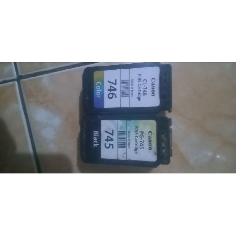 Canon 745 black 746 color satu paket.bekas refill infus dan bor