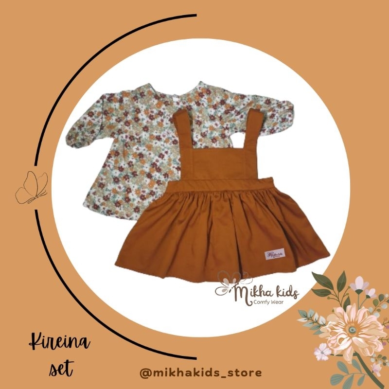 KIREINA SET setelan anak perempuan 6 bln - 3 tahun one set overall  baju anak perempuan