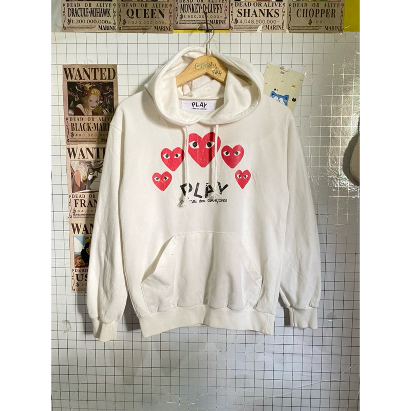 HOODIE PLAY CDG WHITE COMME des GARCONS LIKE NEW SCND ORIGINAL MURAH / JACKET HOODIE PLAY CDG PUTIH 