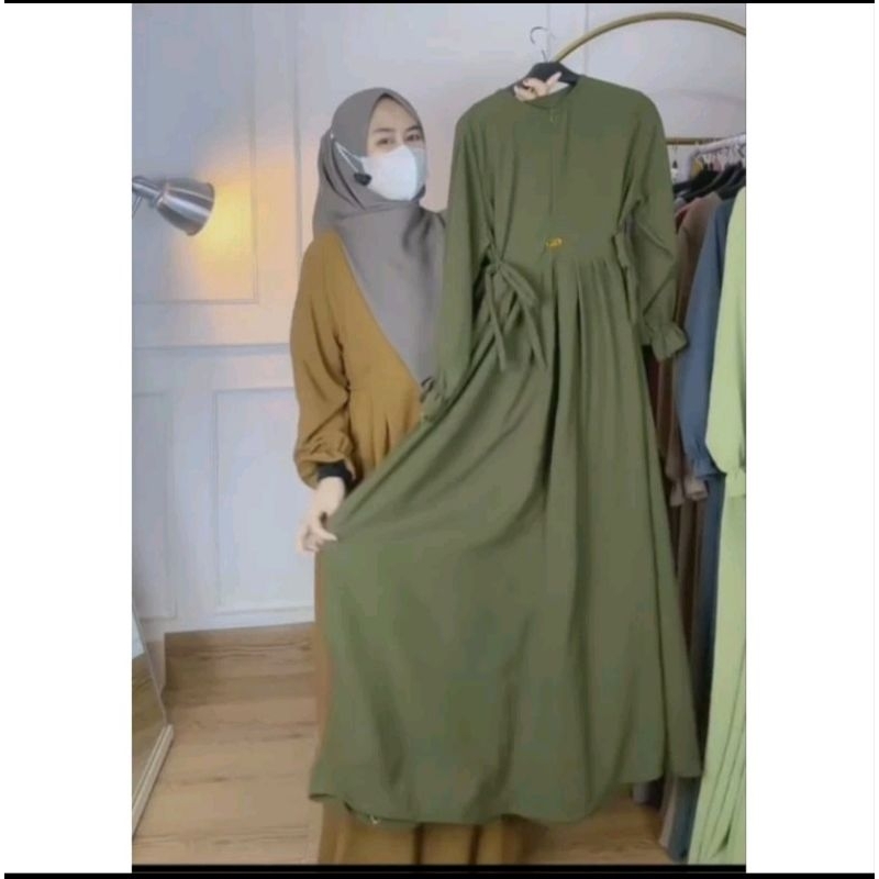 DERA GAMIS CRINKLE AIRFLOW//PAKAIAN WANITA MUSLIMAH-Armyy