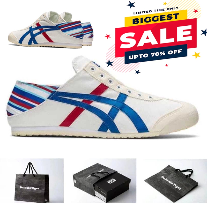 Sepatu Onitsuka Tiger Slip-On Original Paraty Rainbow Free Paperbaq dan Kaos Kaki