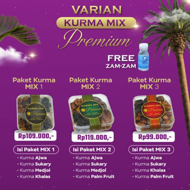 

Kurma Mix Premium Gratis Air Zam-Zam