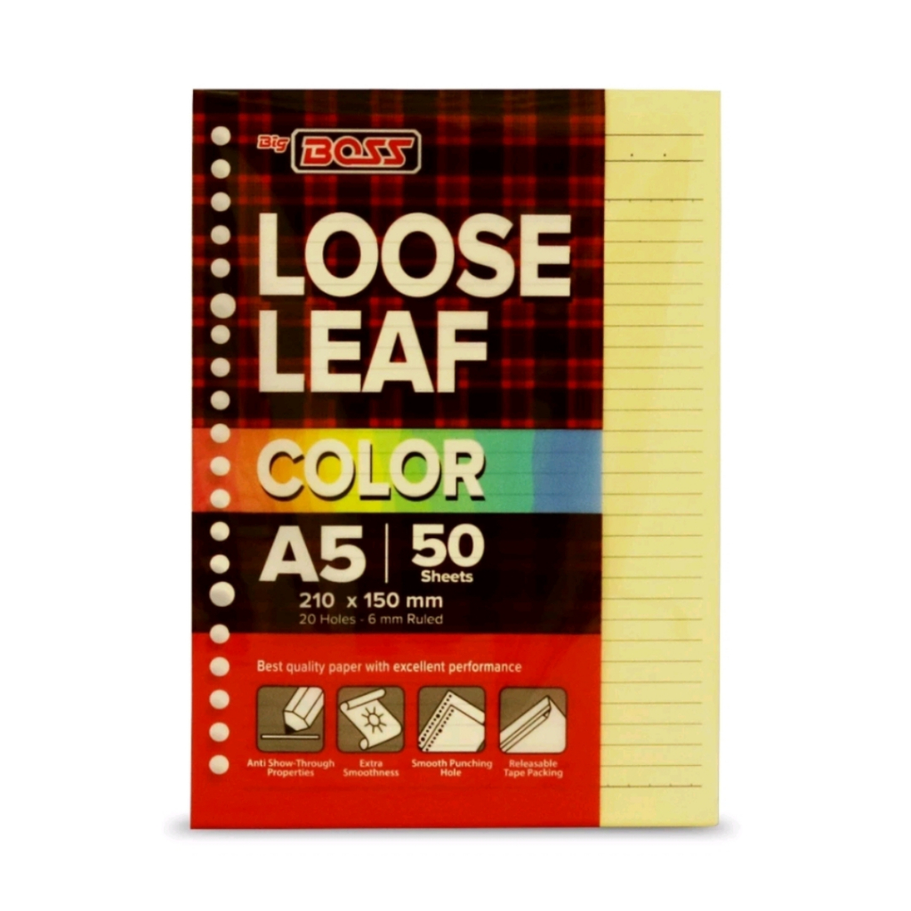 

Big Boss Loose Leaf A5 Yellow 50s Kertas Binder