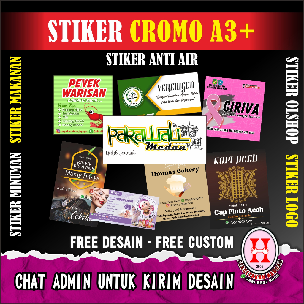 

STIKER LABEL MAKANAN BAHAN CROMO GLOSSY LOGO OLSHOP MAKANAN MURAH PROMO UKURAN A3