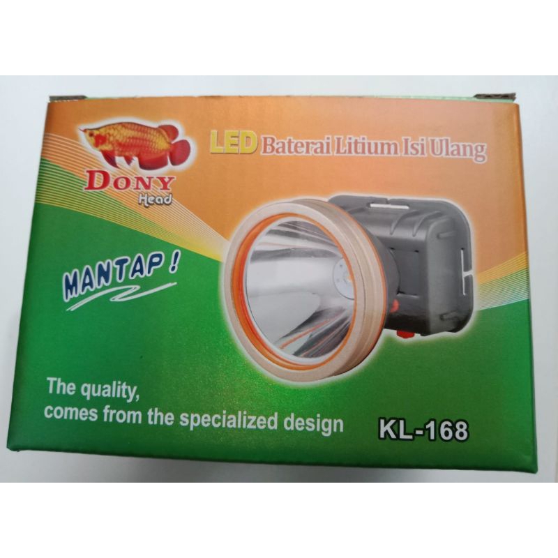 Senter Kepala Dony KL 168 Led 2 Baterai 10 watt Original