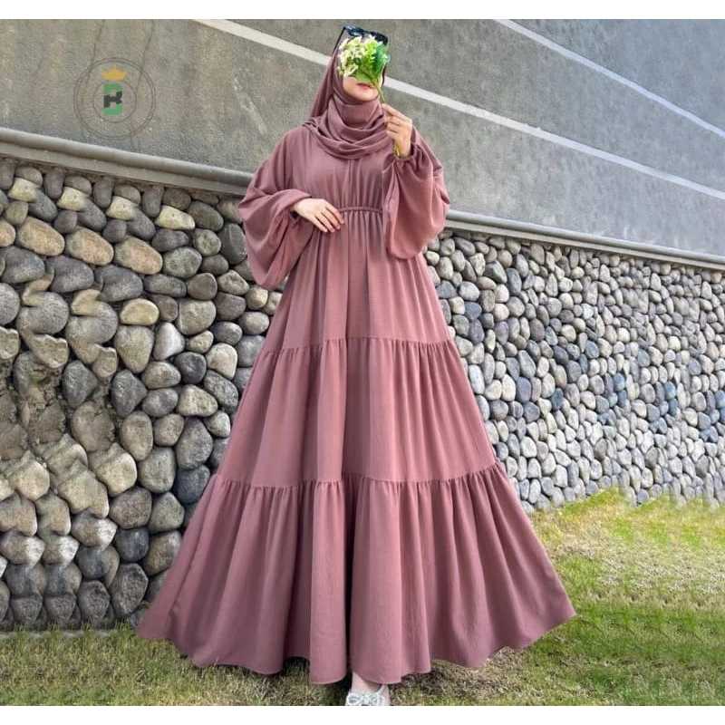 Baju gamis 2026 model terbaru gamis lebaran Yumna Maxi baju gamis susun kekinian mewah elegan dan fa