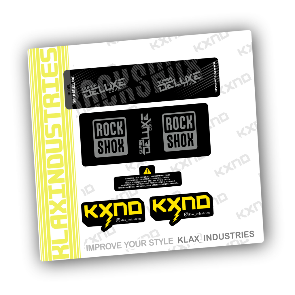 Decal rearshock RockShox Super Deluxe Coil KLAX INDUSTRIES stiker sepeda
