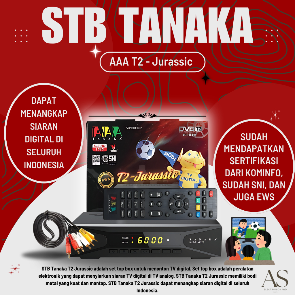 SET TOP BOX TV DIGITAL RECEIVER STB TANAKA JURASSIC DVB-T2 IPTV WIFI