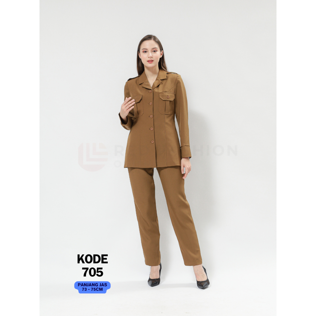 Vers's Seragam Pemda Wanita PNS 705 ASN Tangan Panjang Manset Blazer Wanita Setelan Rok dan Celana