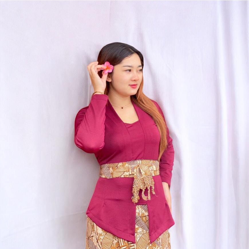 Kebaya Bali Modern Kutubaru Bahan Melar Tangan Panjang Kebaya Bet Kaos Polos Stretch Elastis Baju Ke