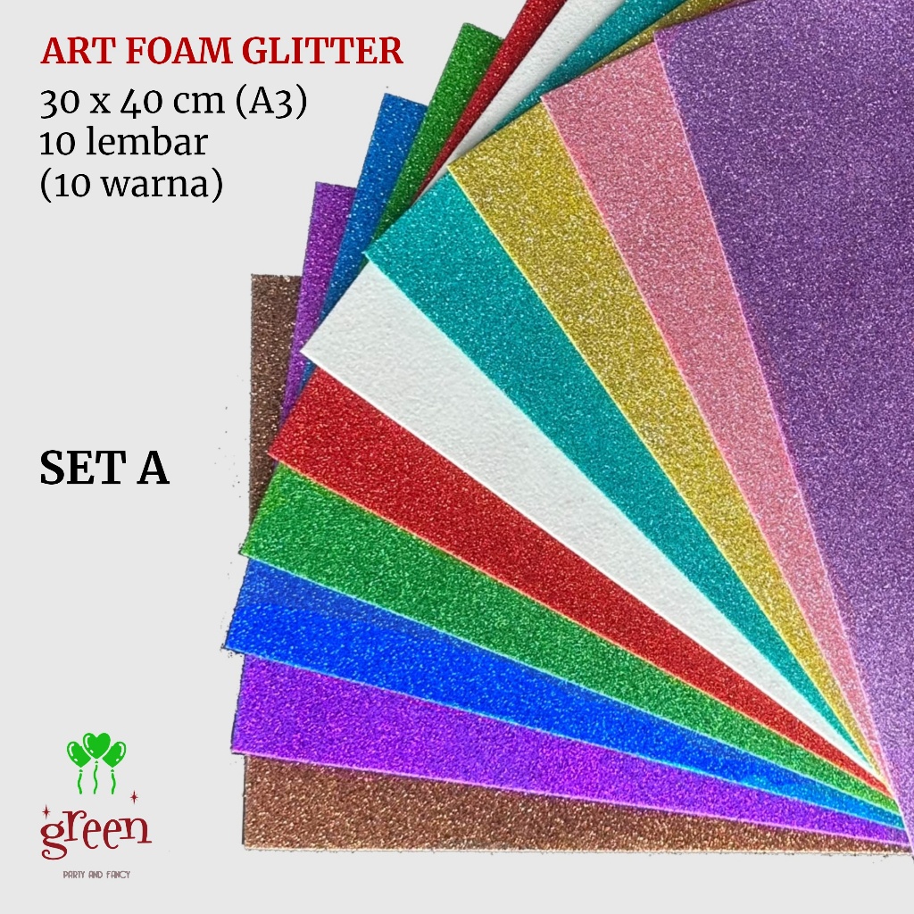 

[10 lembar] Eva foam gliiter 30x40 cm Art foam Busa eva glitter A3 30x40 cm Spons eva stiker