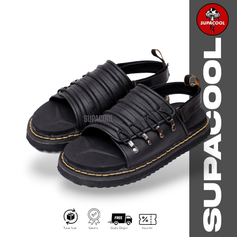 Supacool SANTOS Black - Original Sepatu Sandal Pria Docmart Sendal Kasual Pria Sandal Docmart Hitam