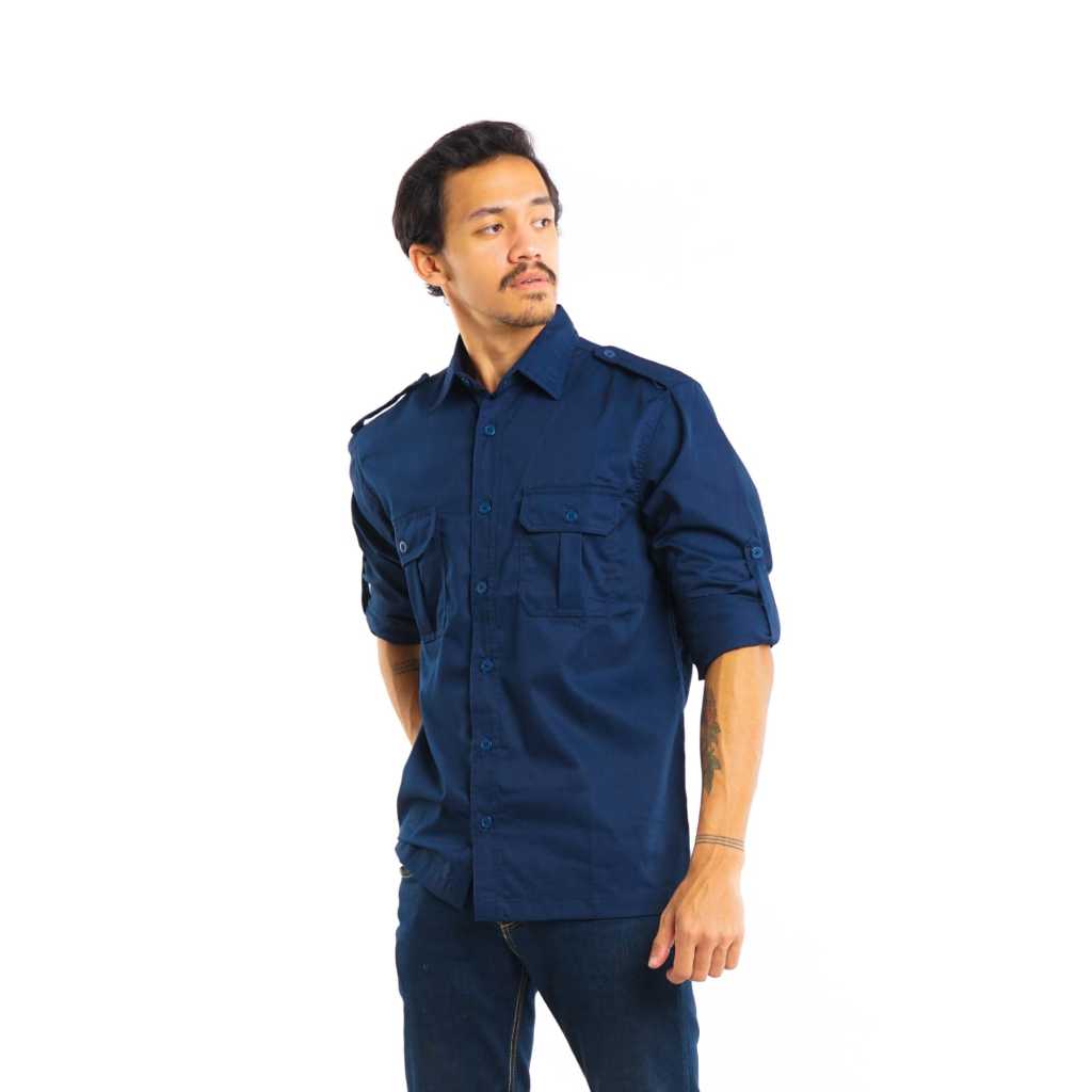 Kemeja PDL Navy Baju PDH Unisex Pria Wanita Seragam Atasan Lapangan Safari