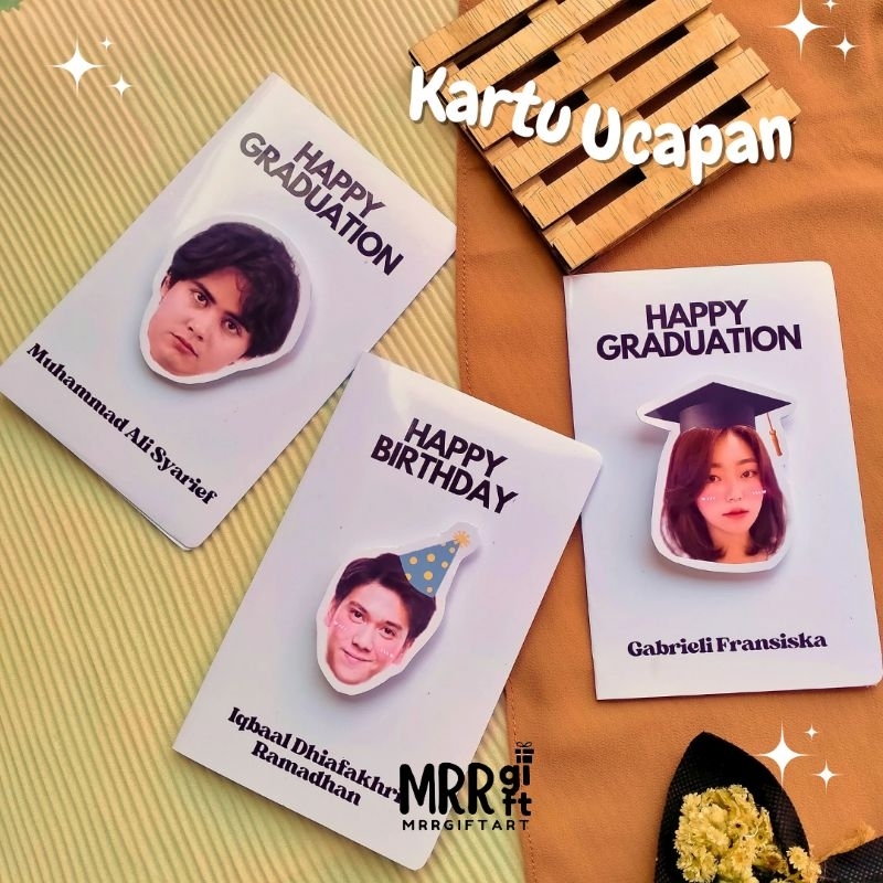Kartu Ucapan Costum foto wajah sendiri pop up 3D greeting card untuk wisuda ulang tahun wedding pern