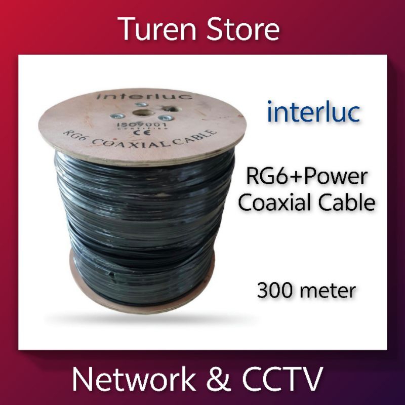 interluc RG6+Power Juniper kabel CCTV 1Roll 300M Coaxial Cable RG6 Power 300 Meter
