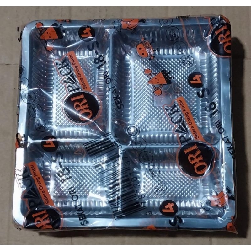 Mika Sekat 4 Kotak bening Merk Ori / Mika Nasi kotak sekat 4 bening