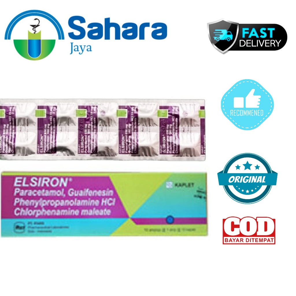 [SJ] Elsiron Kaplet Strip isi 10 Tablet - Obat demam dan flu