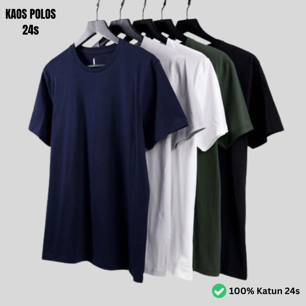 kaos polos 24s cotton combed ASLI TEBAL Katun  lengan pendek unisex Atasan T-Shirt Pria Oversize Cow