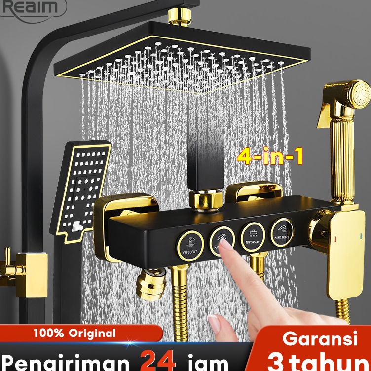 Emas Hitam 4 dalam 1-Hitam 4 dalam 1 Official Shop Shower set 4 Fungsi PanasDingin Dengan Faucet Sho