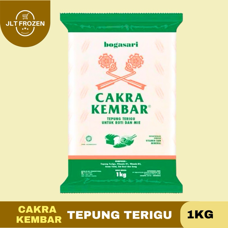 

Tepung Terigu Tinggi Protein/ Tepung Cakra Kembar Bogasari / Tepung Roti Tepung Mie 1kg