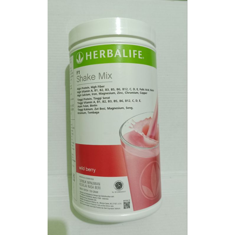 Herbalife susu milkshake vitamin diet pelangsing detox shakemix F1 wild berry serbuk minuman kedelai