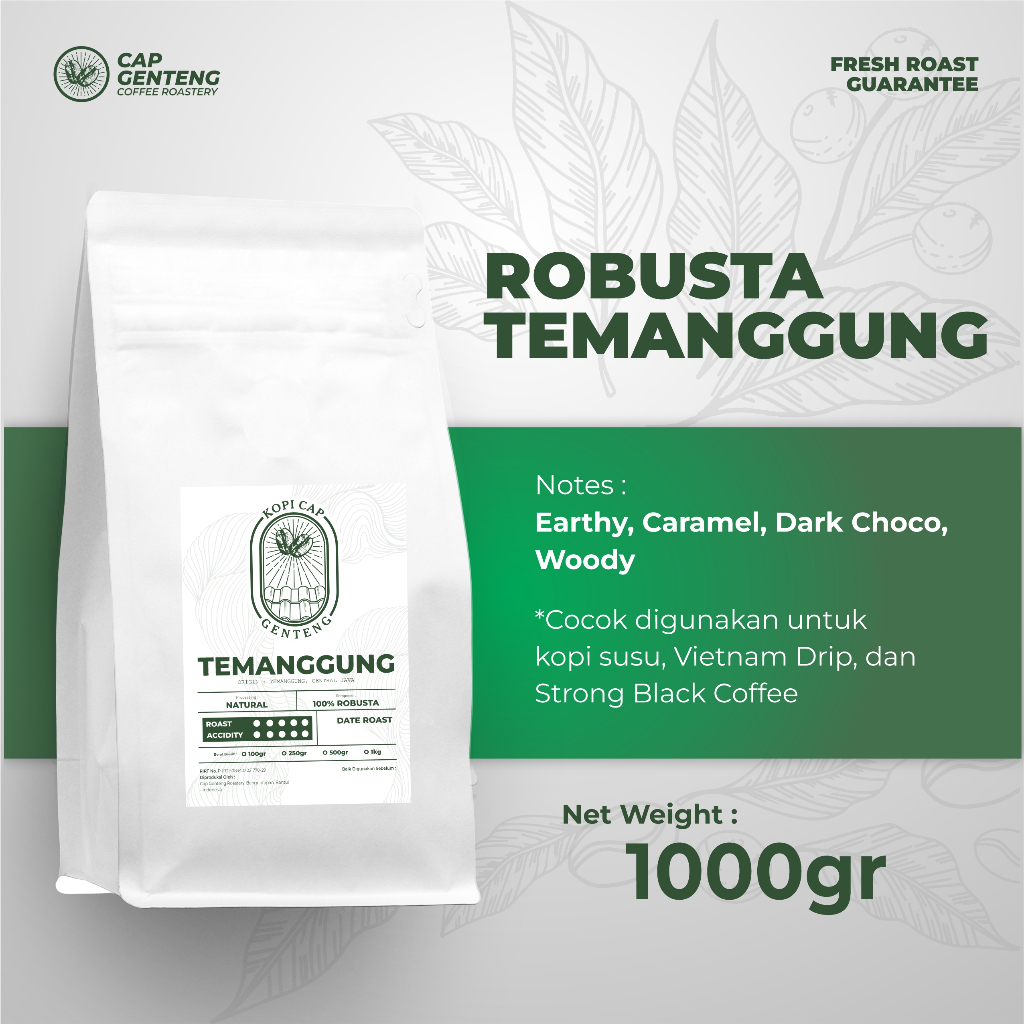 

FINE ROBUSTA TEMANGGUNG KOPI BIJI/BUBUK 1KG - CAP GENTENG