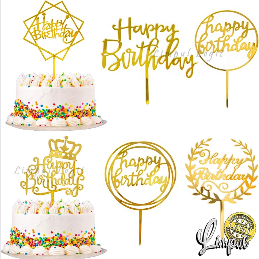 Ucapan Happy Birthday Tart Cake Topper Selamat Ulang Tahun Hiasan Kue