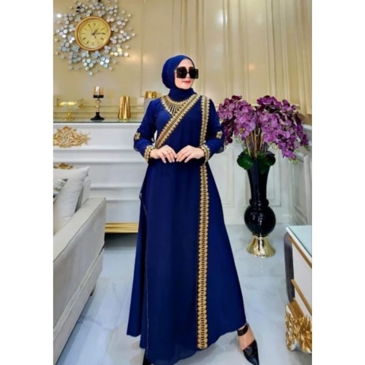 Grosir Merakyat  GAMIS ABAYA TURKEY MEWAH TURKI MIX CERUTY SARI INDIA 2 WARNA