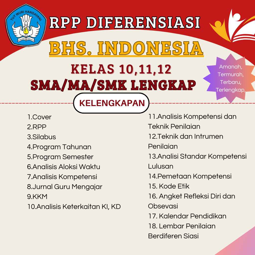 

RPP DIFERENSIASI BAHASA INDONESIA KELAS 10,11,12 KURIKULUM 2013