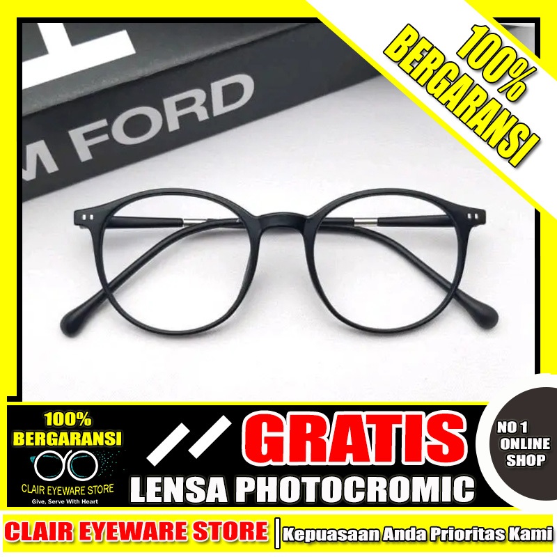 Clair Eyeware CO 56 Optik Melawai Frame Kacamata Blueray Photocromic Anti Radiasi Hp Komputer Minus 