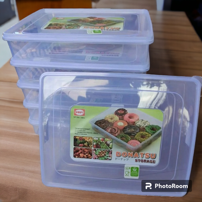 shinpo oriplast 306/306l Kotak donat/jajanan/container plastik kotak panjang