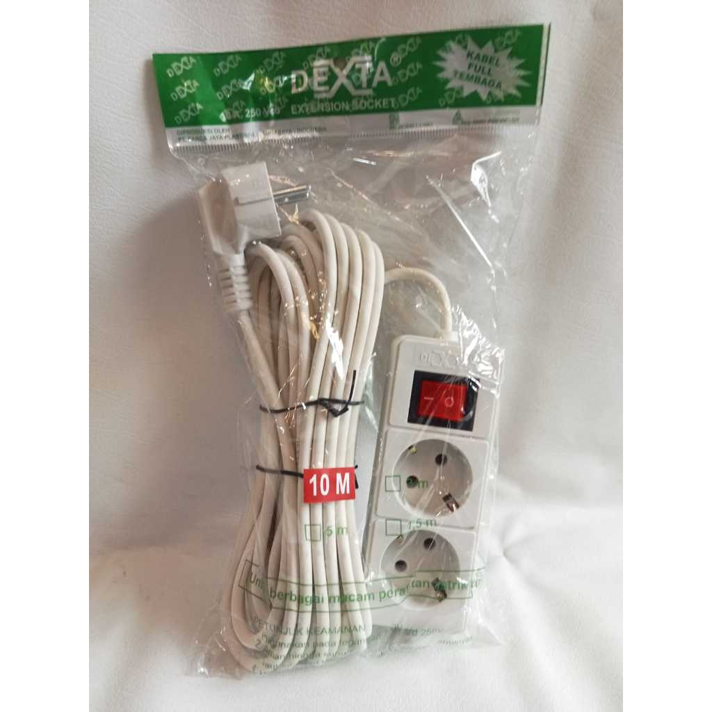 Stopkontak 2 Lubang + Switch + Kabel Dexta - 3m