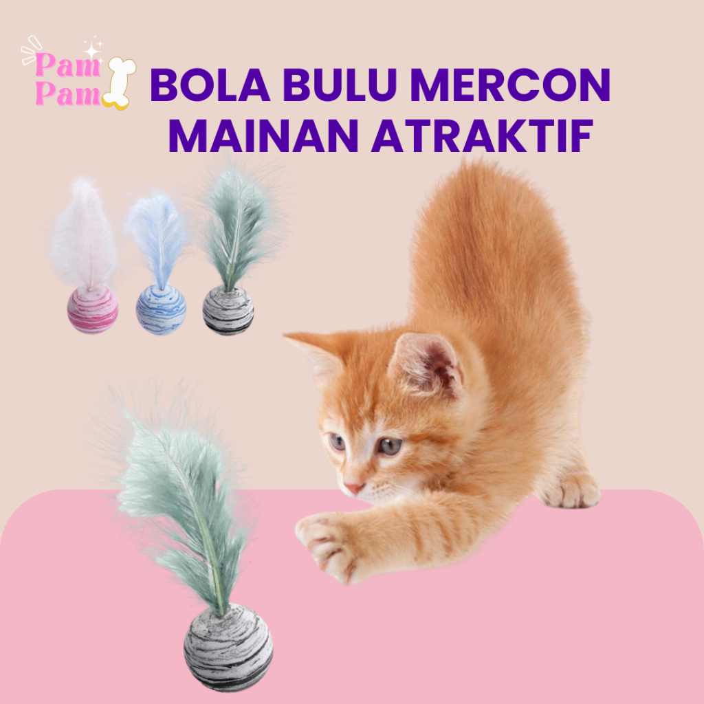 Mainan Kucing Anjing Mainan Bola Kecil Mainan Bola Atraktif Mainan Bola Bulu Kucing Pelangi Mainan B