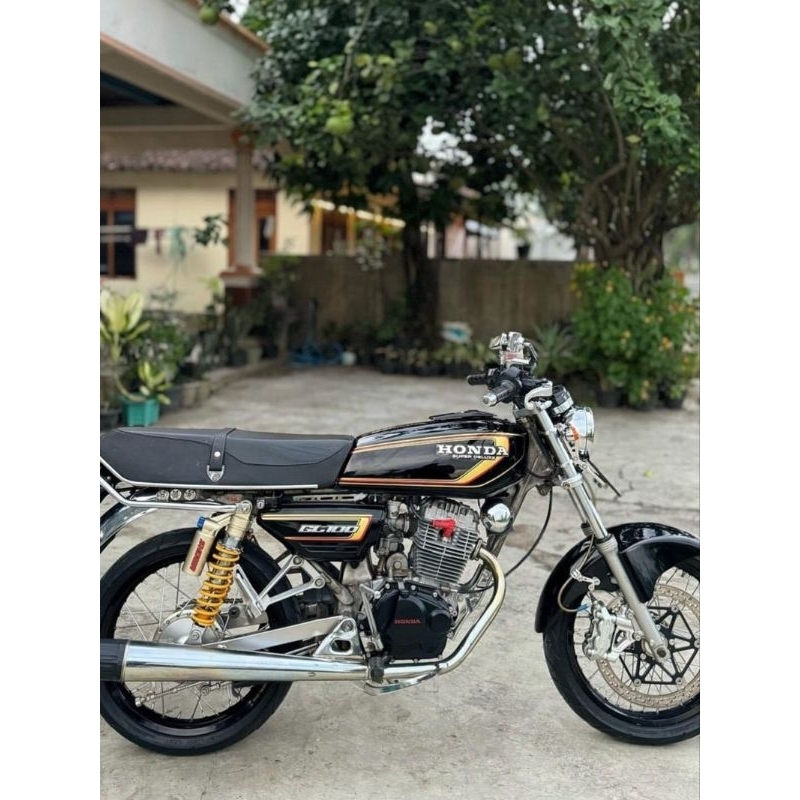 STRIPING LIS STIKER HONDA GL 100 STIKER GL N HITAM GOLD STIKER GL 100 GOLD EMAS