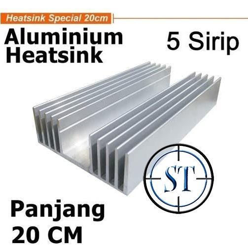 Heatsink Special 5 Sirip 20 CM for LED / Peltier / Audio /Mesin Heat Sink Pendingin Colling Cooler C