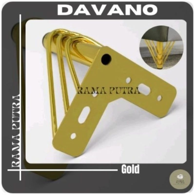 Kaki Sofa Gold Davano 15 cm /Kaki Sofa Emas/Kaki Kursi/Sofa Leg Besi model Davano - Premium Metal So