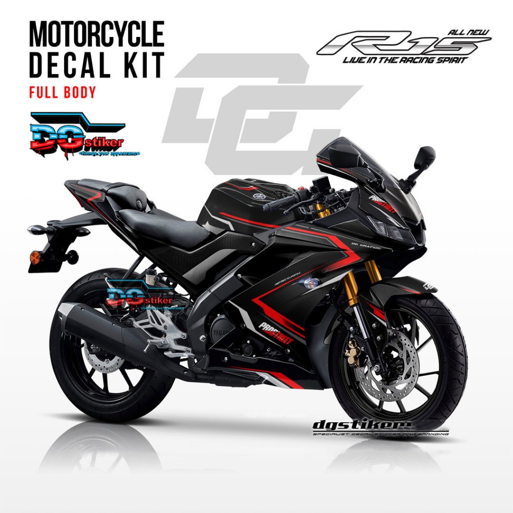 Decal R15 V3 Hitam Prostreet, decal r15 v3 full body, striping r15 v3 full body, sticker r15 v3