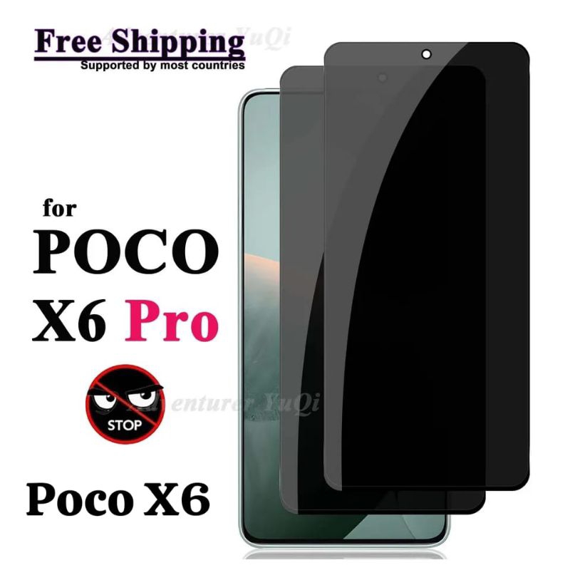 Tempered Glass Xiaomi Poco X6 X6 PRO Hitam  Privasi Spy