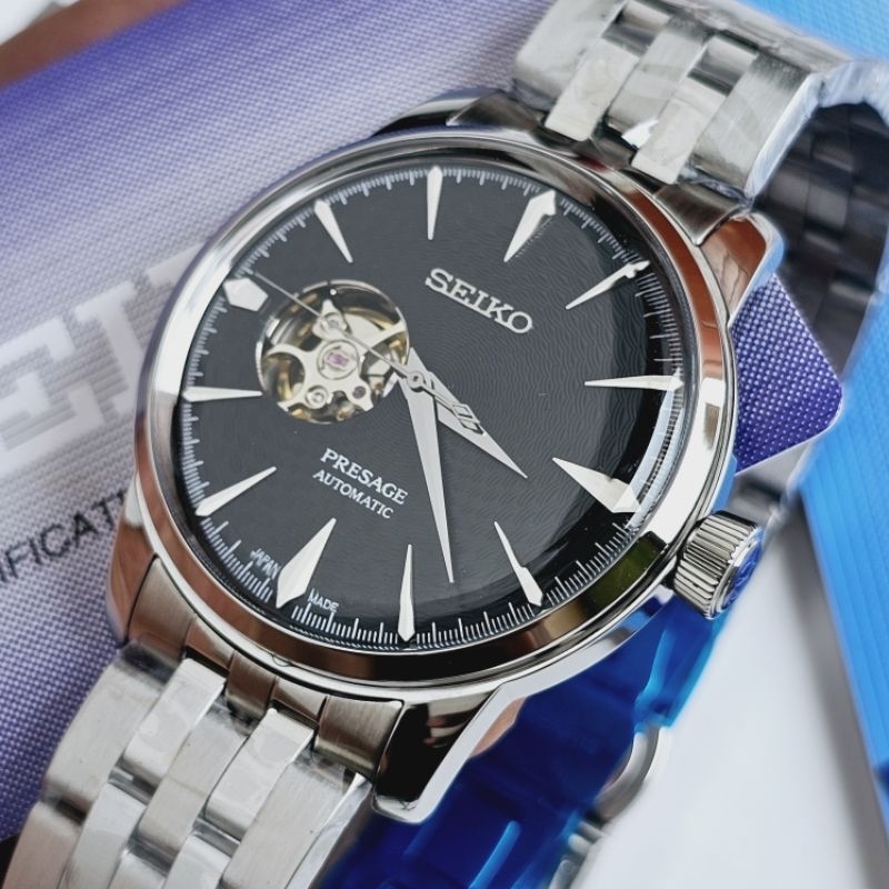 Seiko Presage Skeleton Black Dial Automatic Original Jam Tangan Pria