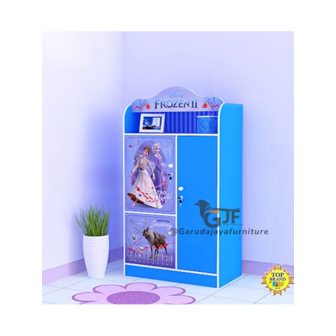 LEMARI PAKAIAN ANAK KARAKTER FROZEN TERBARU / LEMARI ANAK CEWEK FROZEN BIRU